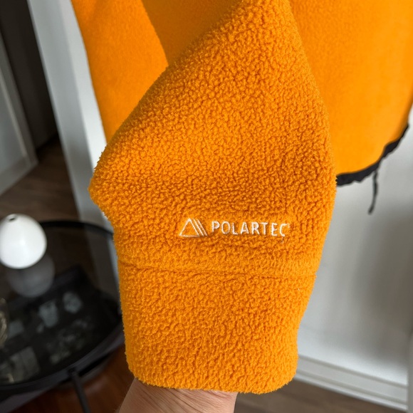 The North Face orange/black half-zip fleece fall outdoor athletic sweater Sz M - Picture 11 of 13